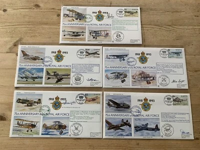 5 x ST KITTS 1993 RAF 75th ANNIV. SIGNED FLOWN COVERS/FDC- 47 84 100 111 617 SQN - Image 1 of 2