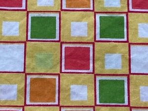 Vintage Yellow Orange Red Green Check Sewing Fabric 1.75+ yd 44" Quilting Cotton - Picture 1 of 4