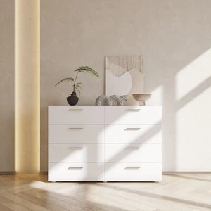8 Drawer Double Dresser for Bedroom Wide Storage Cabinet for Living Room White - Picture 1 of 5