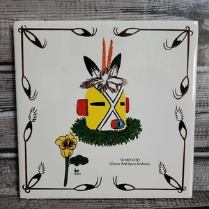 VTG White Bear Oswald Fredericks Oraibi Hopi Tile Art Kachina Mask Flower Pod - Picture 1 of 9