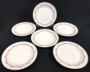 JLMENAU Graf von Henneberg Salad Plates Pink Rose Garland Germany Set of 6 - Picture 1 of 6