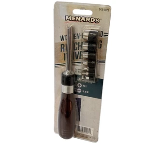 Ratcheting Drive Set With Wooden Handle 4 Sockets 2 Bits Socket And Adapter New - Picture 1 of 8