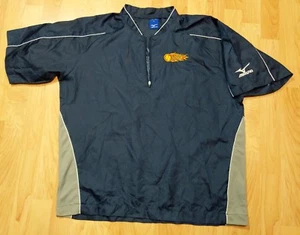 Mizuno Blue Quarter Zip Short Sleeve Pullover Windbreaker Blazers flames Men's S - Picture 1 of 3