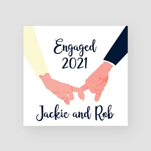 Personalised Handmade Hand Hold Engagement Card - Mr & Mrs, Him & Her