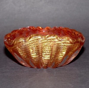 Plato Aventurina SUBLIME De Colección MURANO 🇮🇹 BAROVIER TOSO Cordonado d'Oro DORADO - Imagen 1 de 12