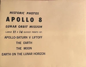NASA - LARGE 11'x14' Historic Flight of APOLLO 8 - Packet 4 Photos - RARE - Picture 1 of 9