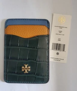 Tory Burch Blake Croc Embossed Leather Card Case (New with Tags)  - Picture 1 of 3