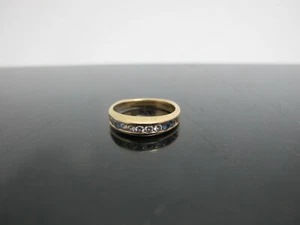 ART DECO Style 14k Yellow Gold CHANNEL Set Diamond & SAPPHIRE Geometric Ring - Picture 1 of 8