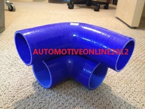 TOG 3.5-4 inch 89-102mm 45 degree Silicone Hose Reducer Bend Elbow blue- 125mm - Picture 1 of 1