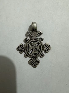 Antique Ethiopian Orthodox Christian Cross Hinged Metal Pendant Ethiopia Africa  - Picture 1 of 2