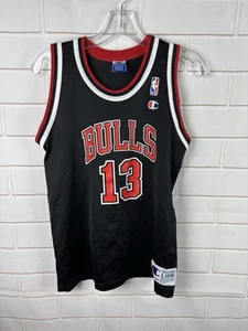 Vintage Champion Luc Longley Chicago Bulls #13 Black Jersey Youth L 14-16 - Picture 1 of 9