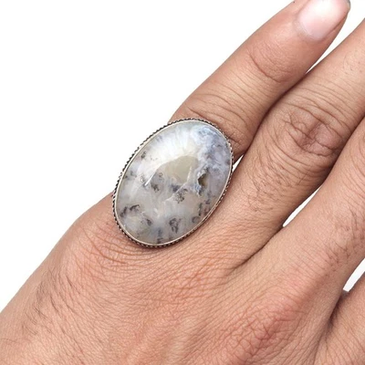 Dendritic Opal Gemstone Handmade Silver Jewelry  "7" - Image 1 of 4