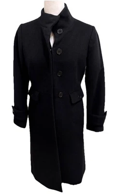 Talbots Classic Black Long Coat Womens Size 2 Petite Long Sleeve Wool Blend - Image 1 of 4