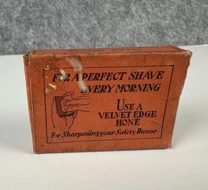 Vtg Velvet Edge Safety Straight Razor Blade Hone Stone w/ Box USA - Picture 1 of 9