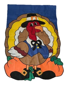 Bandera de calabaza de pavo de acción de gracias bordada doble cara 28x28 NUEVO - Imagen 1 de 3