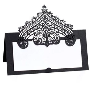 50PCS Laser Cut Black Place Cards Tented Name Cards for Wedding & Banquet - Picture 1 of 6