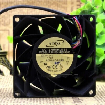 1X ADDA AS08024HB389B00 Industrial Cooling Violent Fan 24V 1.5A 8038 8cm 4-wire - Image 1 of 2