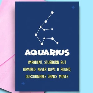 Sternzeichen Geburtstagskarten Wassermann Astrologie Sternzeichen lustige Geburtstagskarte - Bild 1 von 3