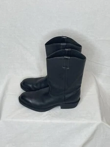 Men's Black Leather Cowboy Boots - Size 10 - Classic Western - Handmade in USA - Picture 1 of 8