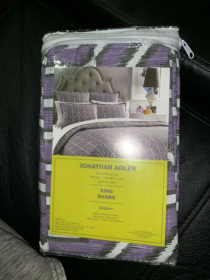 JONATHAN ADLER NEW Jaipur ( Purple ) King Shams Pillow Sham set 300 count - Image 1 of 2