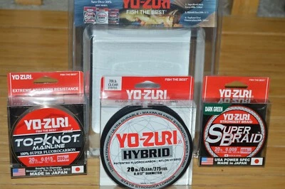 3 pack yo zuri fluorocarbon topknot line hybrid superbraid assortment 20lb clear - Изображение 1 из 4
