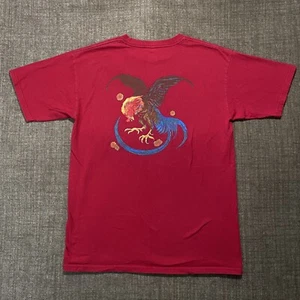 HUF T Shirt Gallo Uomo M Medium Marrone Rosso Oro Logo Skate Cotone - Foto 1 di 12
