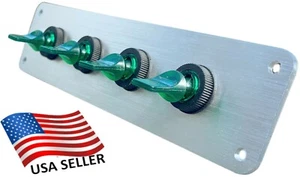 Heavy Duty Brushed Aluminum Panel - 4 Duckbill SPST Toggle Switches- GREEN (#7) - Bild 1 von 5