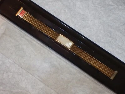 Vintage EVINGER Ladies Watch Band Yellow Mesh White Stone Watch Band NOS - Image 1 of 4