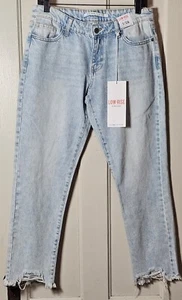 NWT Celebrity Pink Jeans Junior's 7 31x28 Blue Low-Rise S Raw Hem Ankle BohoChic - Picture 1 of 20