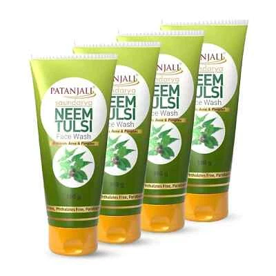 4x Patanjali Saundarya Aloe Vera Neem Tulsi Jabón Facial para Espinillas de Acné -100gm Foto 1 de 4