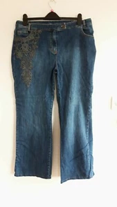 Blue Denim traditionelle bestickte Jeans mit geradem Bein von Changes ~ Größe 18 ~ fabelhaft - Bild 1 von 4