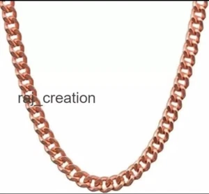 Pure Solid Copper Cuban Chain Necklace Curb Link Rider Arthritis Necklace 10mm - Picture 1 of 5