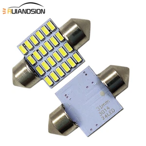 2 un. Bombilla de lectura de mapa de techo cúpula Festoon blanca 31 mm 3014 24 SMD LED DC 12V - Imagen 1 de 6