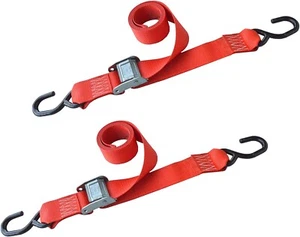 2 Pack 2" x 6' Cam Buckle Tie Down Strap w/ S Hooks Boat Trailer Motorcycle Bike - Picture 1 of 7