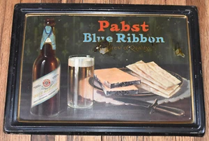 VERY RARE 1924 PBR PABST BLUE RIBBON BEER SELF FRAMED TIN Litho ADVERTISING SIGN - Picture 1 of 4