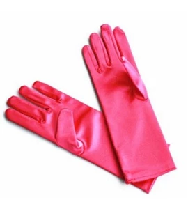 DH Kids Formal Stretch Satin Long Finger Gloves for Girl Children Party - Picture 1 of 13