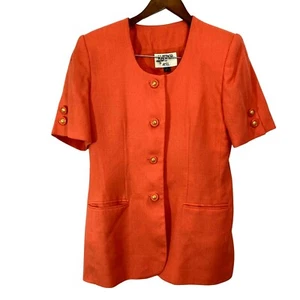 Vintage Kasper for ASL Short Sleeve Jacket Women's Size 8 Coral Orange  - Picture 1 of 6