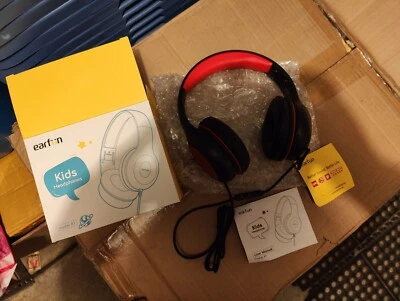 New EarFun Kids Headphones Wired with Microphone Red and Black