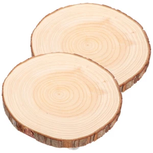 2 Pcs Round Wood Chip Base Planter Stand Flower Pot Display Riser for Plants - Picture 1 of 12