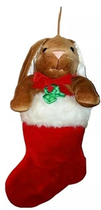 Calza Natalizia Con Grande Decorazione Peluche Coniglio.  Molto bello.  Grande. - Foto 1 di 3