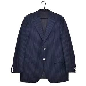 Chaqueta Abrigo Blazer Canali Lana Lino Mohair Hombre Azul Rayas Talla 54 R - Imagen 1 de 10