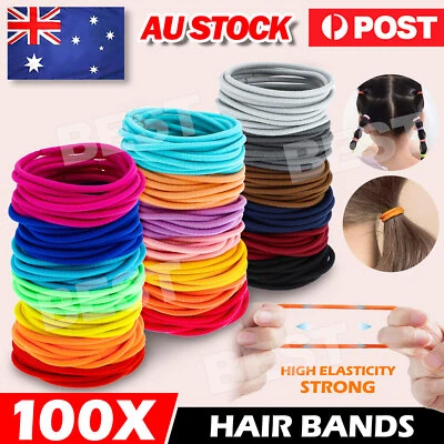 100x Hair Ties Elastic Band Snagless Ponytail Tie School Bubbles Various Colours - image 1 of 4
