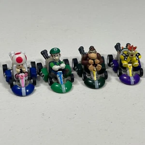 Lot of 4 SUPER MARIO KART Mini Pullback 1.25" Race Cars Bowser Luigi Donkey Kong - Picture 1 of 12