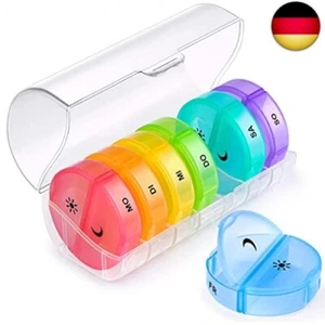 BUG HULL Tablettenbox 7 Tage 2 Fächer - Medikamentenbox Pillendose Morgens