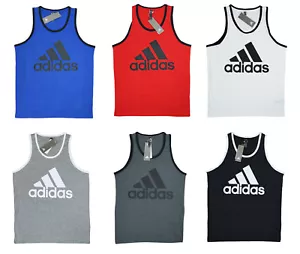 Adidas Logo Grafikdruck Kontrastverkleidung Multi-Sport Sport Sport Herren Tank Top Neu mit Etikett - Bild 1 von 14