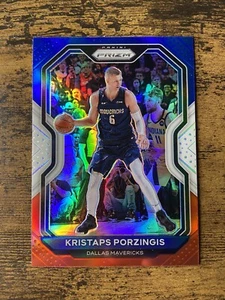 2020-21 Prizm Kristaps Porzingis Red White Blue Prizm - Dallas Mavericks #18 RWB - Picture 1 of 2