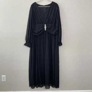 Giffniseti Plus Size Womens Formal Dress 4XL Black Rhinestones Brooch Wedding - Picture 1 of 13