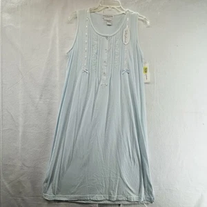 Miss Elaine Nachthemd hellblau mit Blumen Pullover Gr. SMALL Seidenstrick Neu mit Etikett - Bild 1 von 9