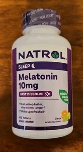 NATROL Melatonin Fast Dissolve Citrus 10 mg 100 Tablets NEW EXP 2-26 FreeShip - Picture 1 of 3