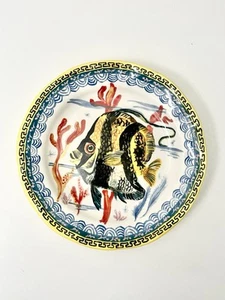ANTHROPOLOGIE Nathalie Lete Angelfish Fish 10" Dinner Plate *RARE* - Picture 1 of 2